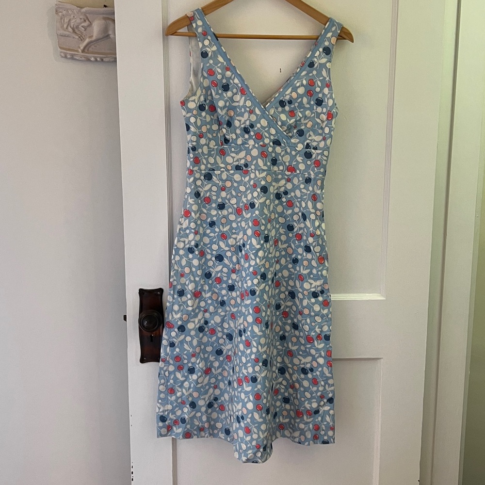 Boden Blue Cherry Pattern Dress